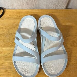 Crocs Women's Light Blue Sandals Size 10